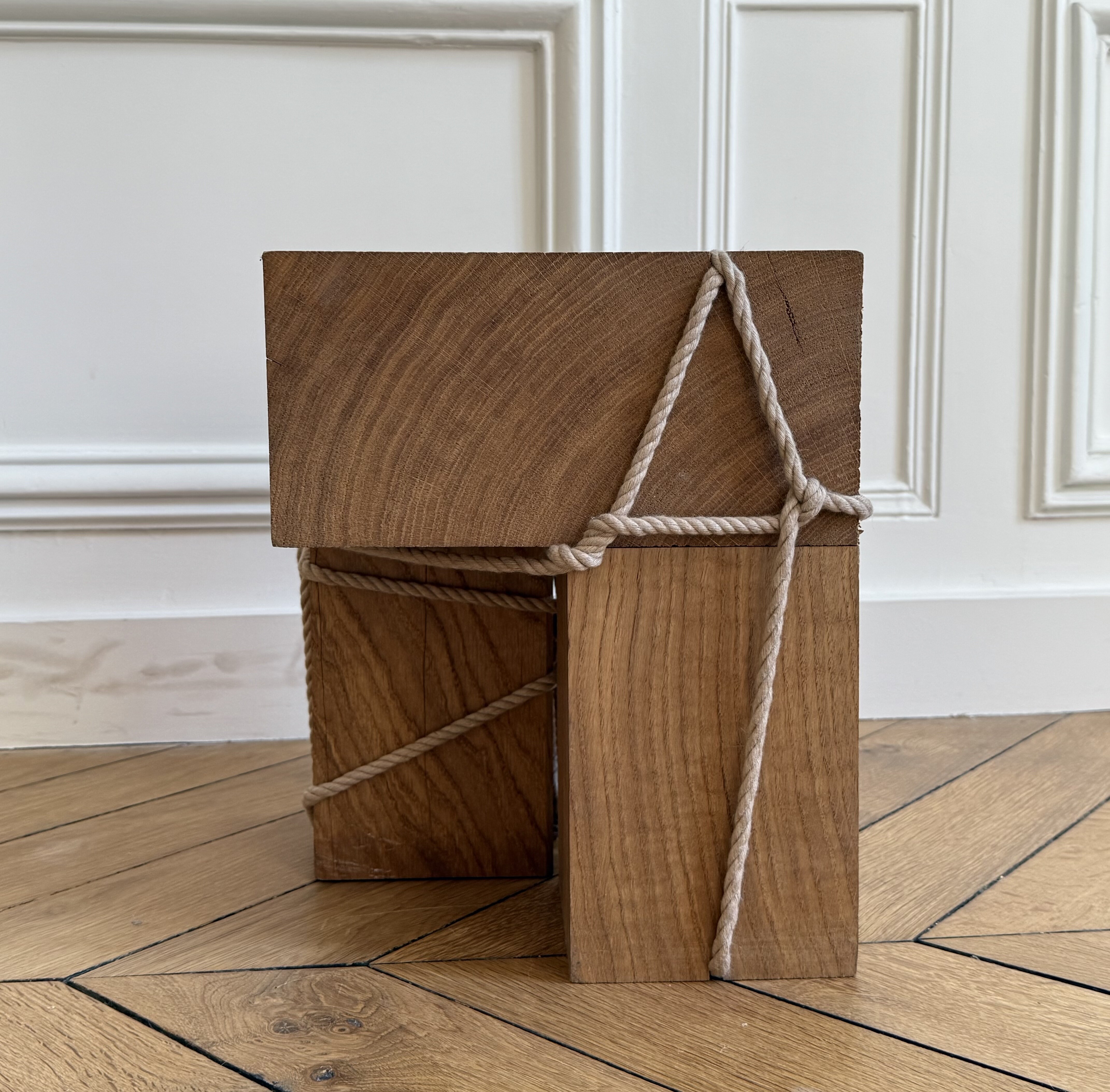 Morgane Tschiember, Shibari Stool, a wooden stool bound with rope
